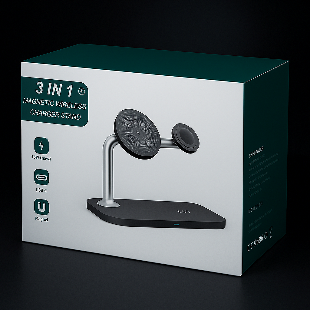 Magnetic 3-in-1 Wireless Charging Station